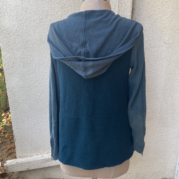 Free People teal wool blended waterfall wrap hoodie zippered front chic jacket - Picture 11 of 16